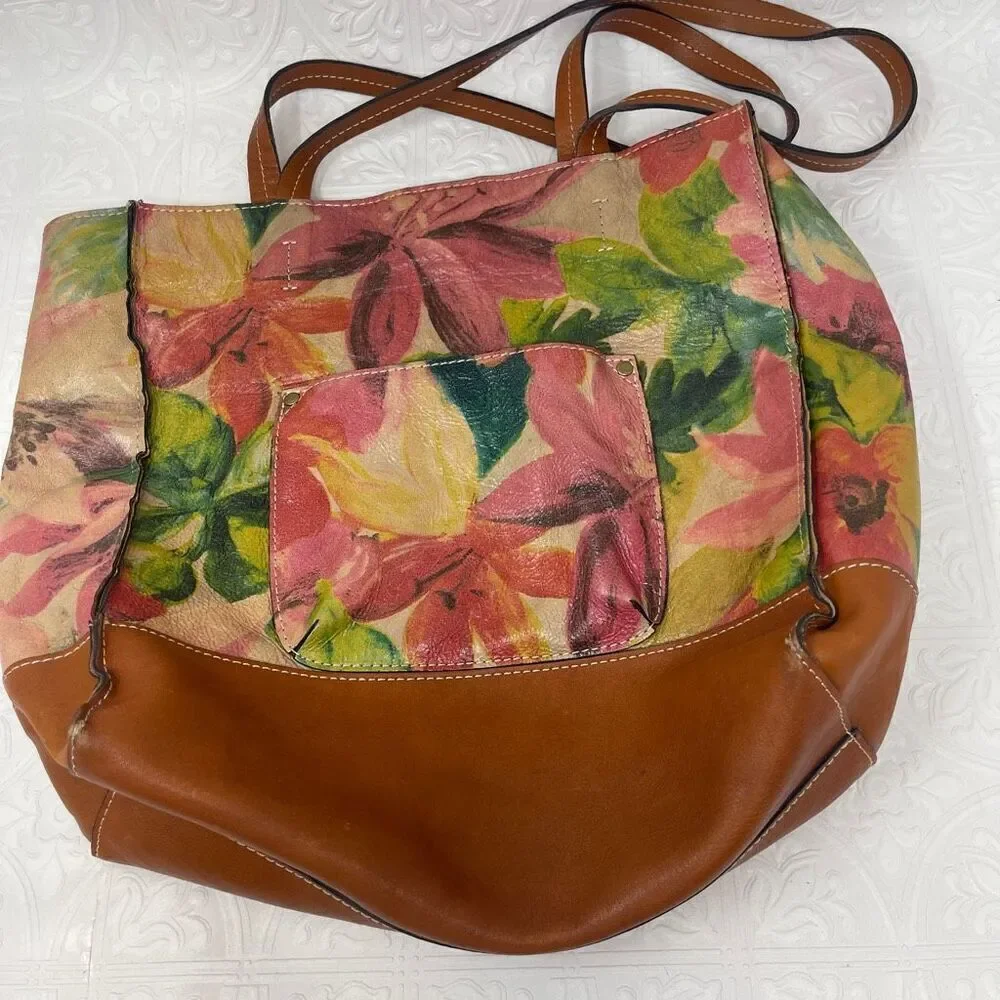 Patricia Nash Multicolor Floral Leather Toscano Tote Shoulder Bag OS